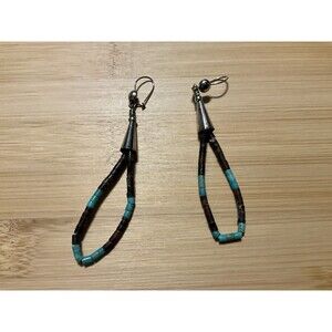 Vintage Heshi Bead Earrings 925 Findings Fish Hook Pierced